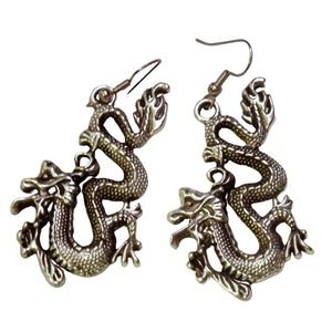 2 inch Fire breathing dragon earrings 813